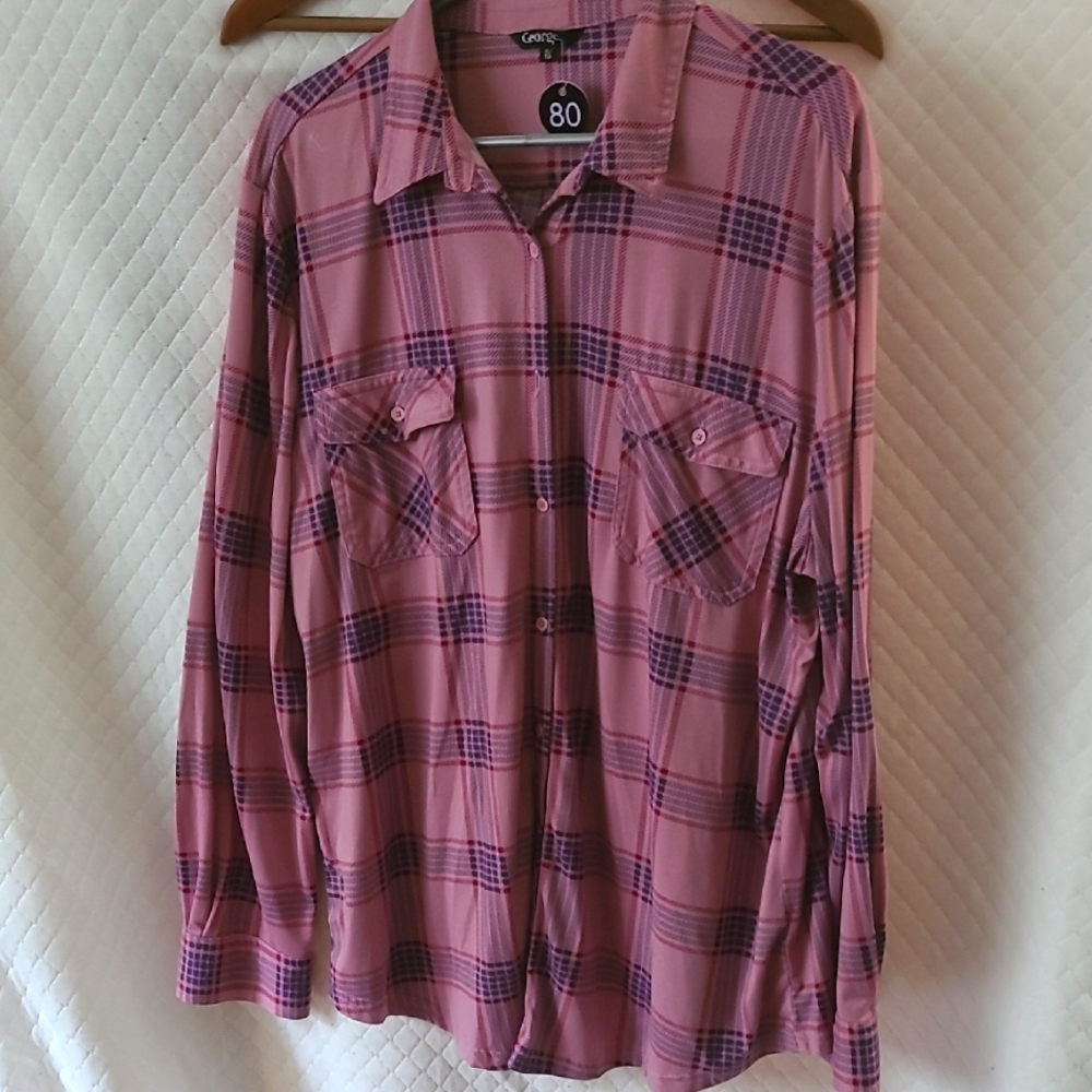 #80 Sz XL Dusty Rose Flannel Style Shirt $25